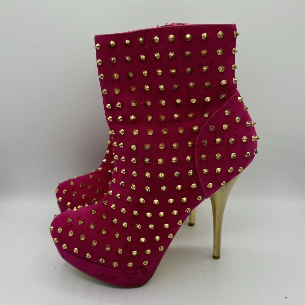 Goldfish Women Sz 9-9.5M Pink Stiletto 5" Hi‎ Heels Shoes Spike Dancer Glam Rock